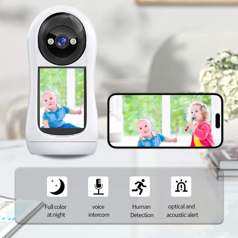 2025 Icsee 22025 Icsee 2MP WiFi-камера для наблюдения за младенцами с 2,8-дюймовым экраном, видеосвязью и домофоном. Интеллектуал (10)