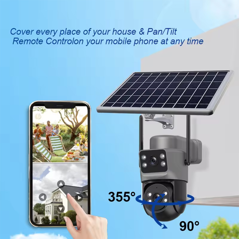 6-мегапиксельная наружная PTZ-камера видеонаблюдения с солнечной батареей, беспроводная IP-система безопасности 4G, питание от SIM-карты
