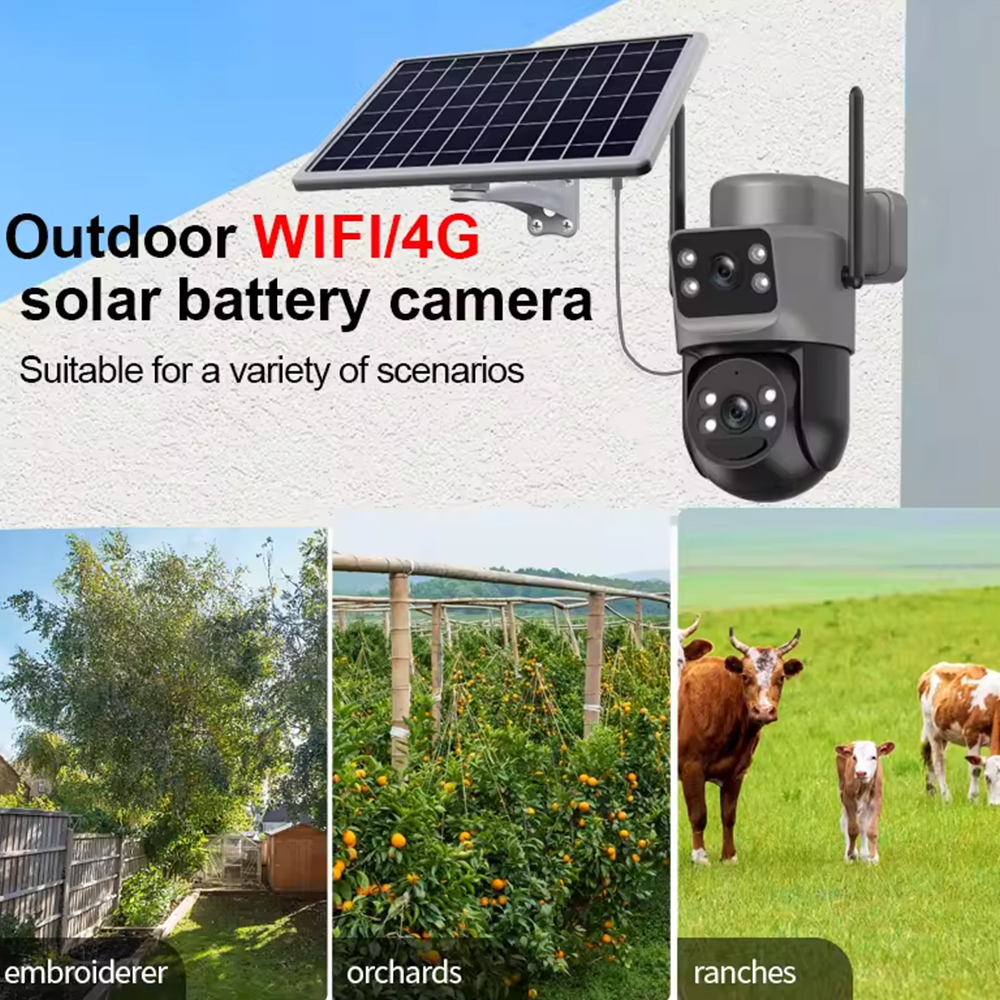 6-мегапиксельная наружная PTZ-камера видеонаблюдения с солнечной батареей, беспроводная IP-система безопасности 4G, питание от SIM-карты