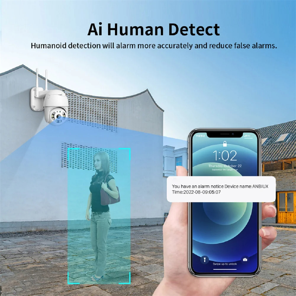 ICSEE 5-мегапиксельная 3-мегапиксельная WiFi-камера PTZ с внешним AI-детектором людей, P2P, 8-м-6 (2)