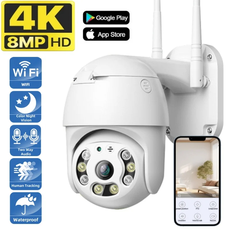 ICSEE 5-мегапиксельная 3-мегапиксельная WiFi-камера PTZ с внешним AI-детектором людей, P2P, 8-мегапиксельная, аудио, облачное хранение, 4K, беспроводная камера видеонаблюдения