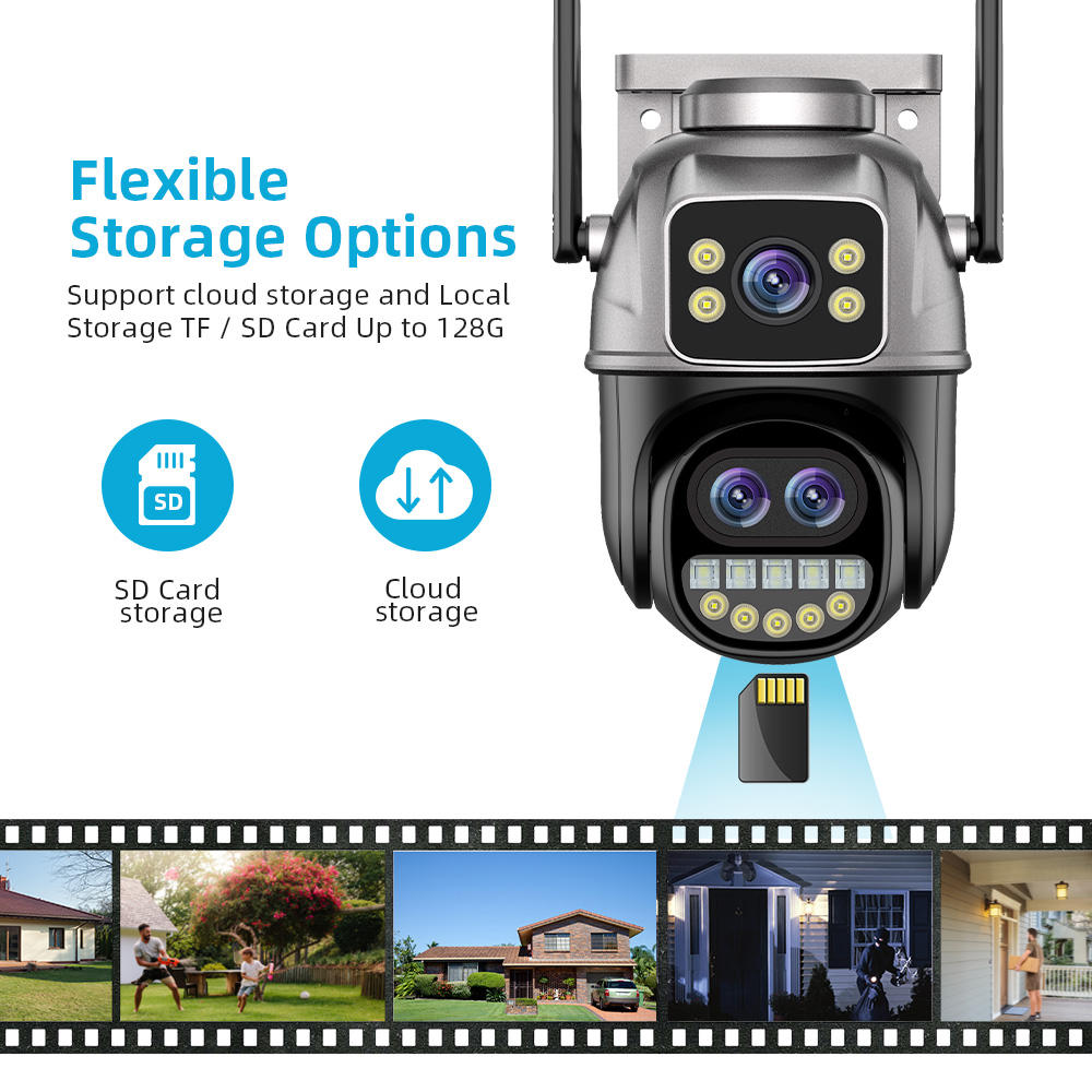 ICSEE 9-мегапиксельная беспроводная PTZ-камера с 8-кратным оптическим зумом и двумя объективами, двусторонняя наружная 6-мег