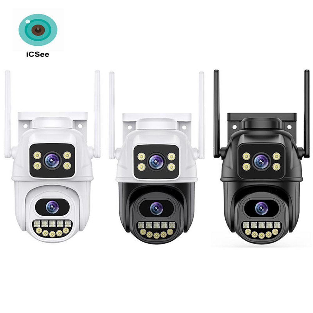 ICSEE 9-мегапиксельная беспроводная PTZ-камера с 8-кратным оптическим зумом и двумя объективами, двусторонняя наружная 6-мегапиксельная камера с двумя объективами и двумя экранами, WiFi, 8-кратный зум, два объектива