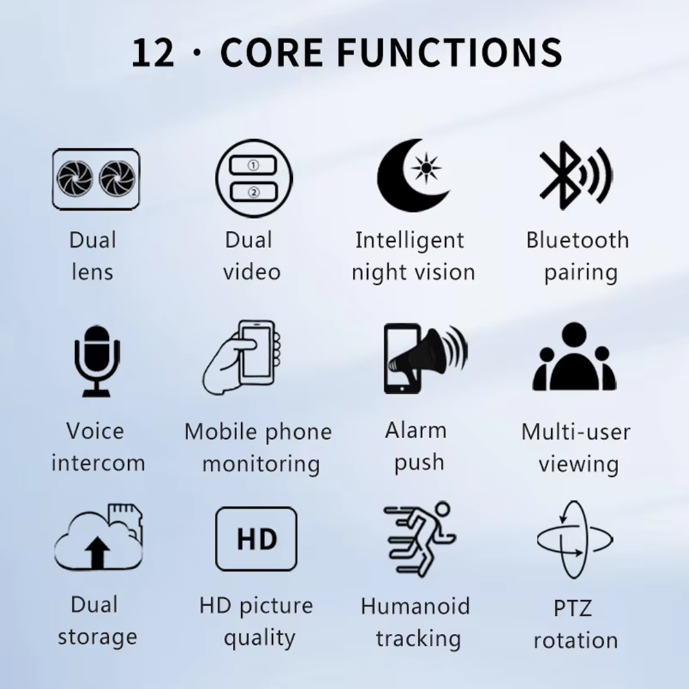 ICSEE наружная беспроводная IP-камера CCTV с двумя объективами, ICSEE WiFi-камера с двумя объективами, 4K сетевая камера PTZ с двумя объективами для систем безопасности