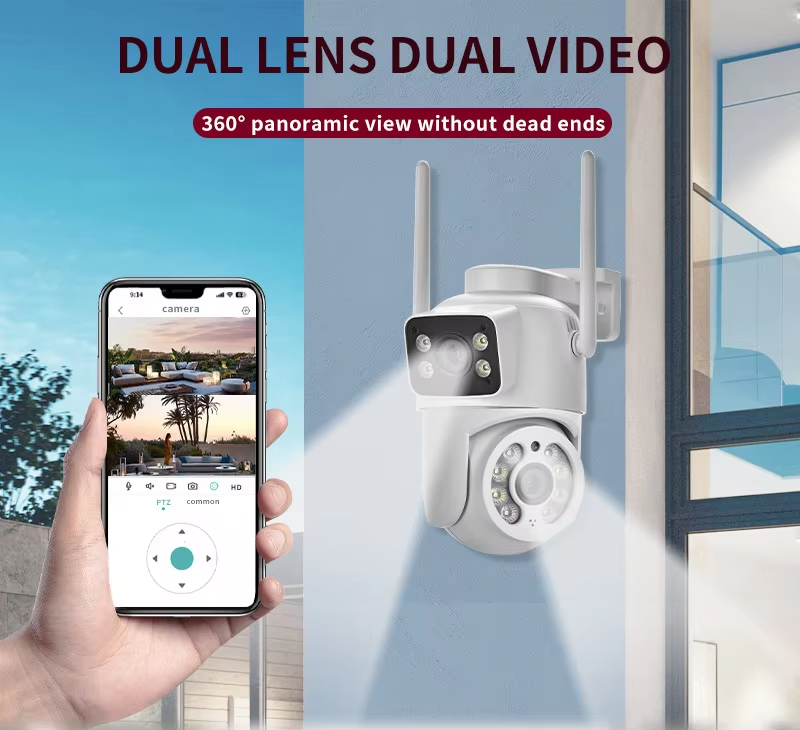 ICSEE наружная беспроводная IP-камера CCTV с двумя объективами, ICSEE WiFi-камера с двумя объективами, 4K сетевая камера PTZ с двумя (6)