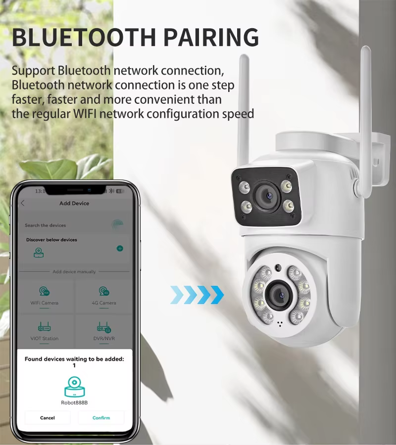 ICSEE наружная беспроводная IP-камера CCTV с двумя объективами, ICSEE WiFi-камера с двумя объективами, 4K сетевая камера PTZ с двумя (7)