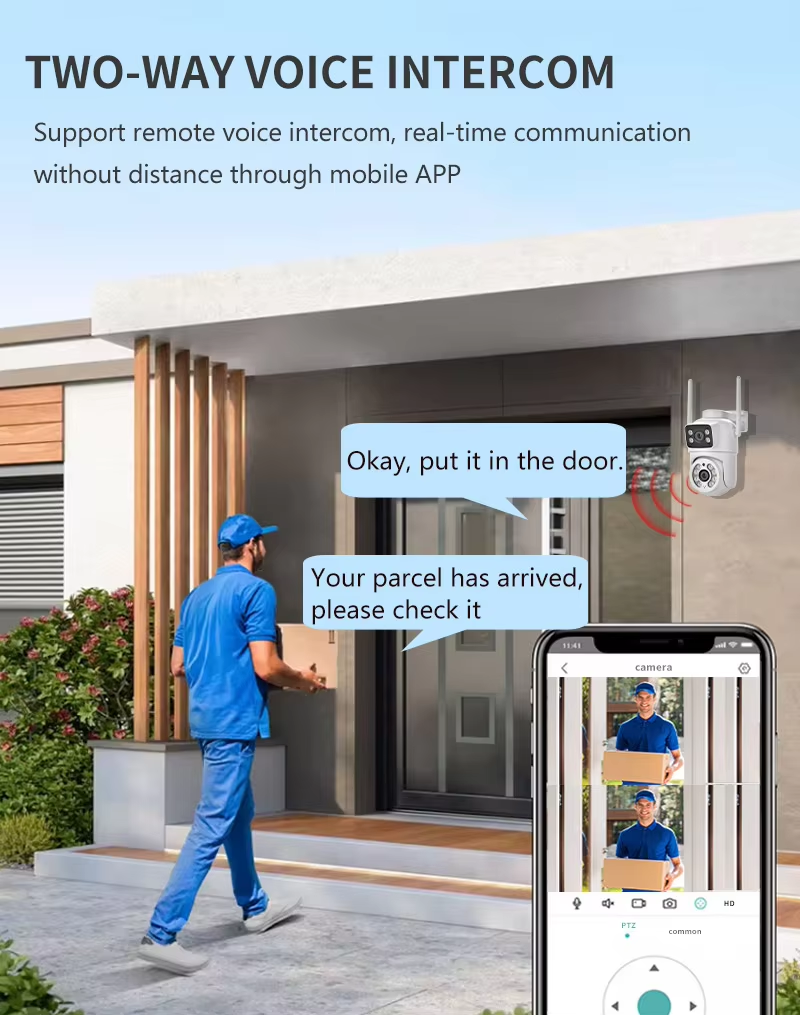 ICSEE наружная беспроводная IP-камера CCTV с двумя объективами, ICSEE WiFi-камера с двумя объективами, 4K сетевая камера PTZ с двумя (8)