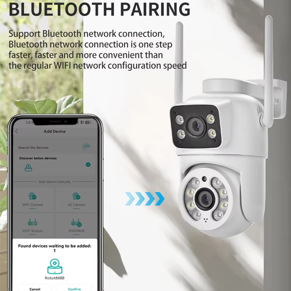 ICSEE наружная беспроводная IP-камера CCTV с двумя объективами, ICSEE WiFi-камера с двумя объективами, 4K сетевая камера PTZ с двумя объективами для систем безопасности