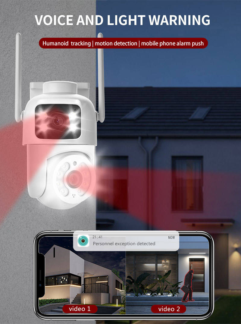ICSEE наружная беспроводная IP-камера CCTV с двумя объективами, ICSEE WiFi-камера с двумя объективами, 4K сетевая камера PTZ с двумя об (1)