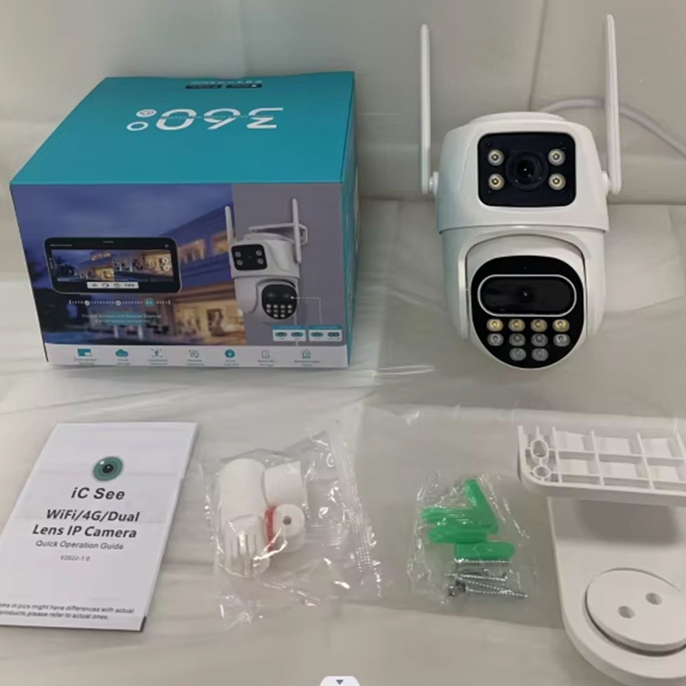 ICsee 6-мегапиксельная 9-мегапиксельная беспроводная PTZ сетевая камера видеонаблюдения с двумя объективами WiFi-мониторинг и отслеживание 6-мегапиксельная 4K IP-камера с двумя объективами