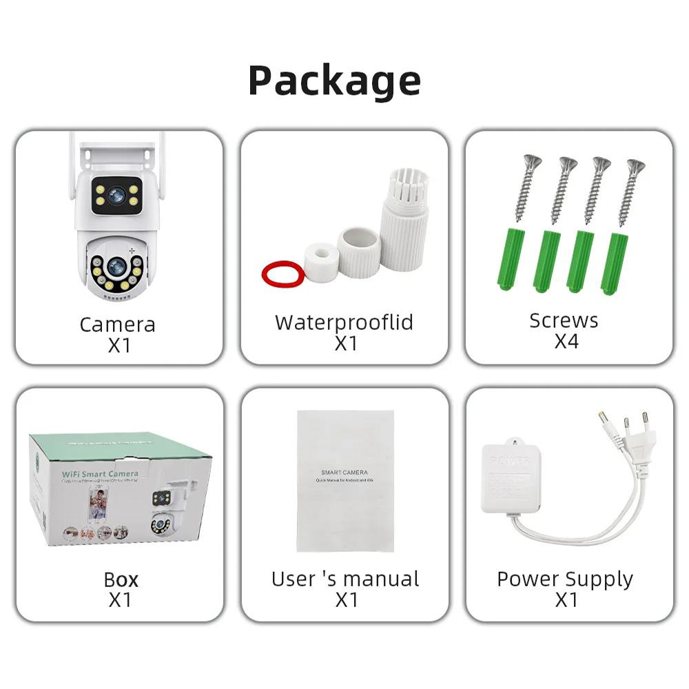 ICsee 6-мегапиксельная беспроводная камера с двумя объективами для наружного использования CCTV WiFi с двумя шаровыми камерами для видеонаблюдения 2K с двумя объективами PTZ WiFi сетевая камера IP