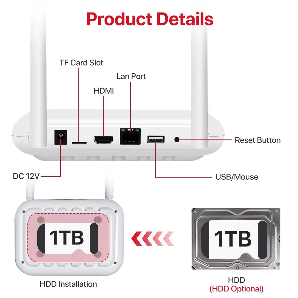 ICsee 6-мегапиксельная система видеонаблюдения IP-камера Комплект внешних камер видеонаблюдения 360-градусная WiFi PTZ-камера Комплект с возможностью записи Беспроводная система NVR Комплект