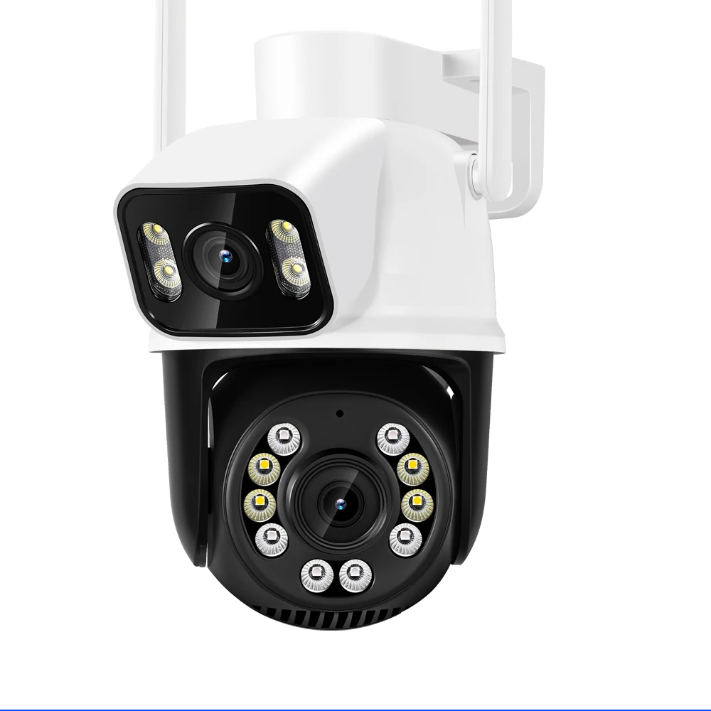 ICsee Outdoor 6-мегапиксельная беспроводная сетевая камера PTZ с двумя объективами IP 6-мегапиксельная камера безопасности с отслеживанием WiFi Мини-сетевая камера с двумя объективами