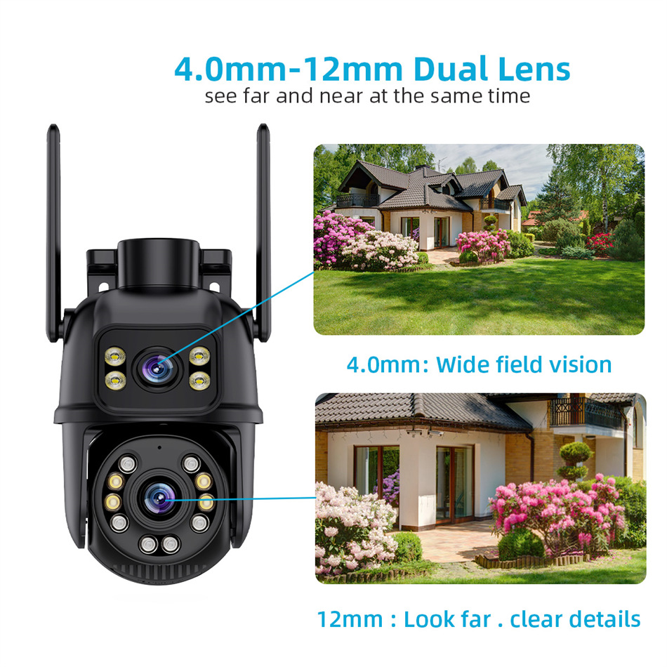 ICsee Outdoor 6-мегапиксельная беспроводная сетевая камера PTZ с двумя объективами IP 6-мегапиксельная камера безопасности с отс (4)