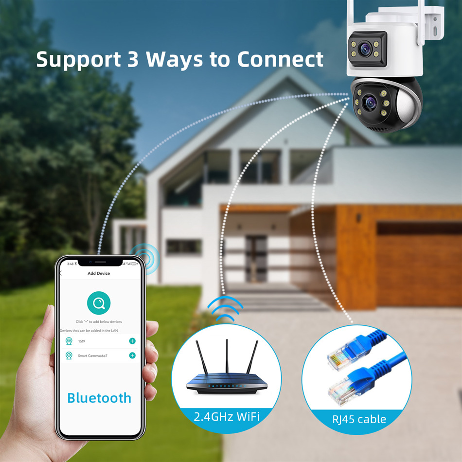 ICsee Outdoor 6-мегапиксельная беспроводная сетевая камера PTZ с двумя объективами IP 6-мегапиксельная камера безопасности с отс (5)