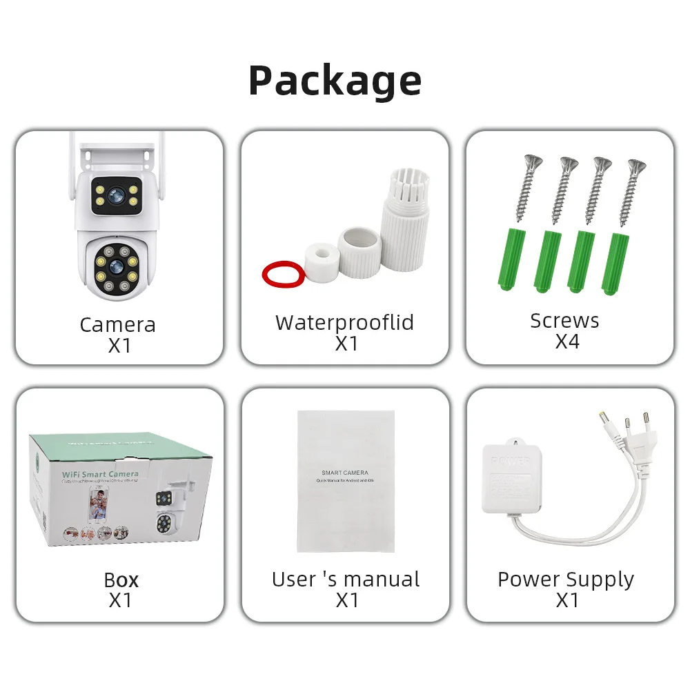 ICsee Outdoor 6-мегапиксельная сетевая камера с двумя объективами PTZ IP 6-мегапиксельная сетевая камера с двумя объективами, двусторонней связью и функцией безопасности IP