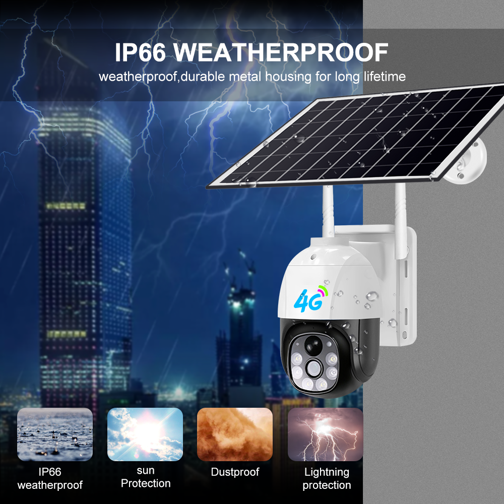 V380 3MP 4G Солнечная батарея с поворотным механизмом 3MP Наружная 4G Солнечная водонепроницаемая цветная камера видеонаблюдения (5)