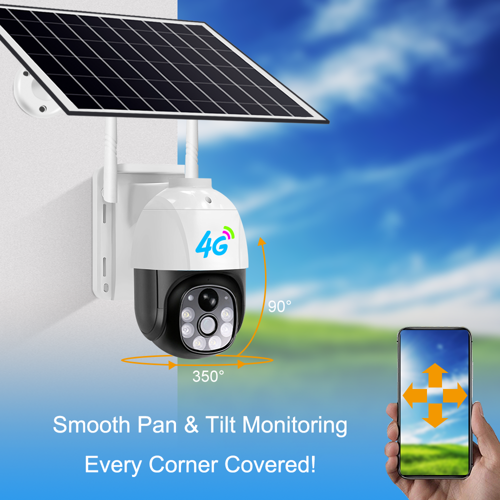 V380 3MP 4G Солнечная батарея с поворотным механизмом 3MP Наружная 4G Солнечная водонепроницаемая цветная камера видеонаблюдения (7)