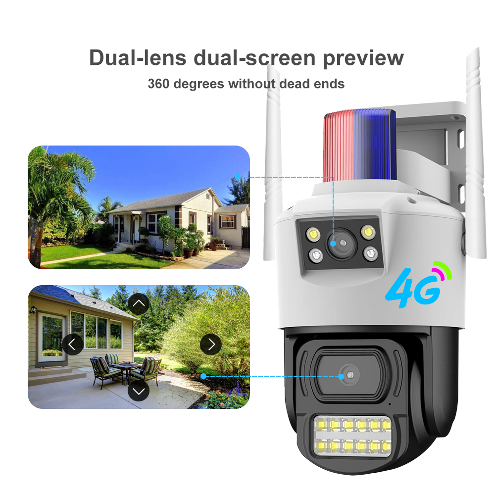 V380 4MP IP 4G наружная камера видеонаблюдения, сетевая камера с двумя объективами и поворотным кронштейном, поддержка хранения данных на карте Micro SD