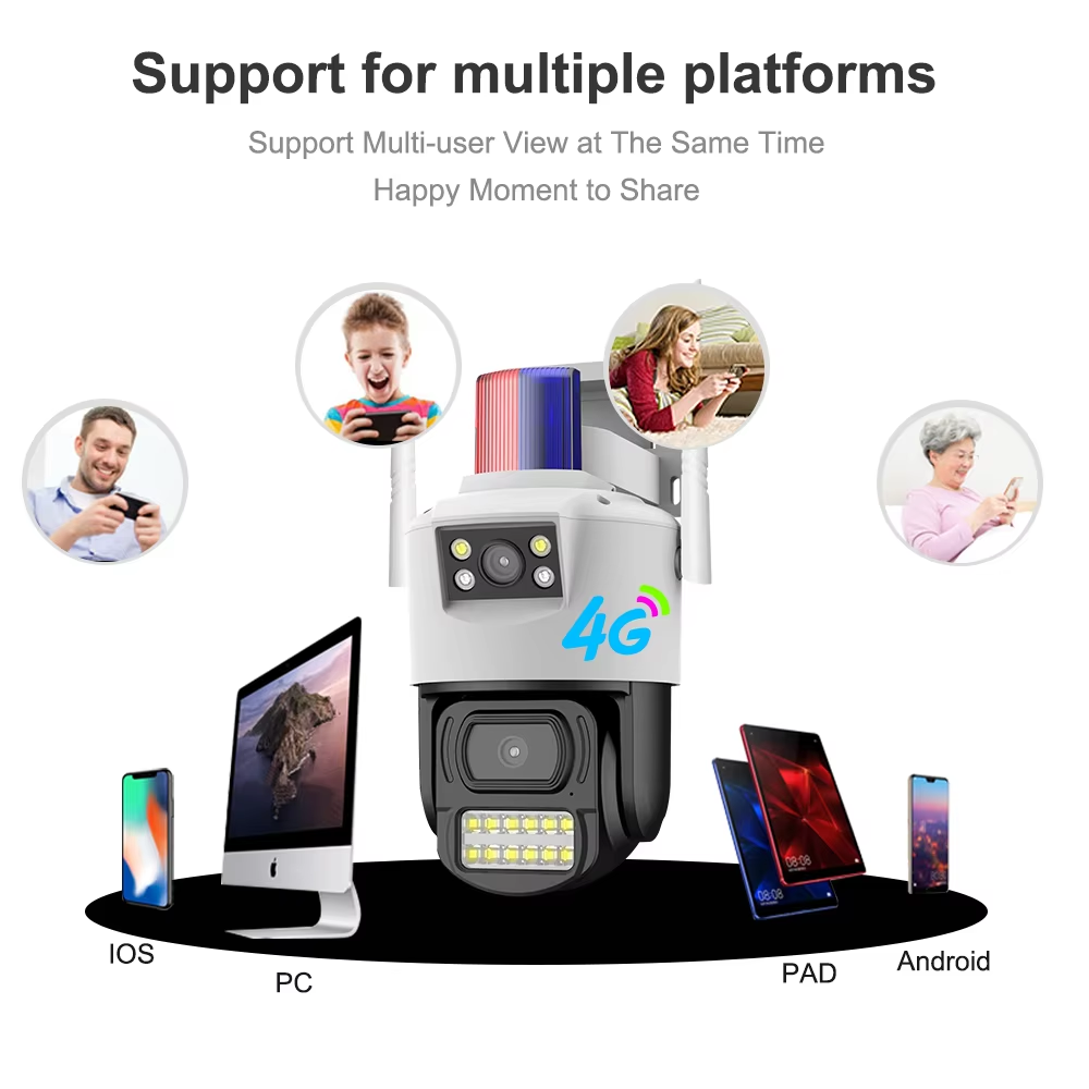 V380 4MP IP 4G наружная камера видеонаблюдения, сетевая камера с двумя объективами и поворотным кронштейном, поддержка хранения данных на карте Micro SD