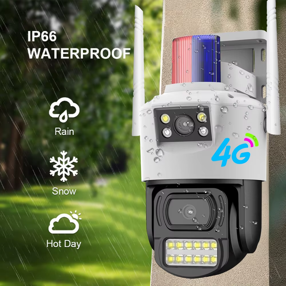 V380 4MP IP 4G наружная камера видеонаблюдения, сетевая камера с двумя объективами и поворотным кронштейном, поддержка хранения данных на карте Micro SD