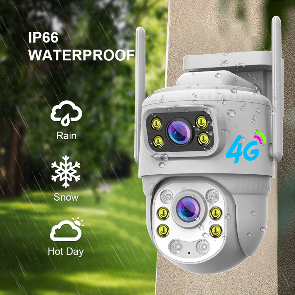 V380 6-мегапиксельная WiFi-камера для наружного наблюдения с двумя объективами, поворотным кронштейном и солнечной батареей Беспроводная CCTV IP-камера безопасности с двумя объективами