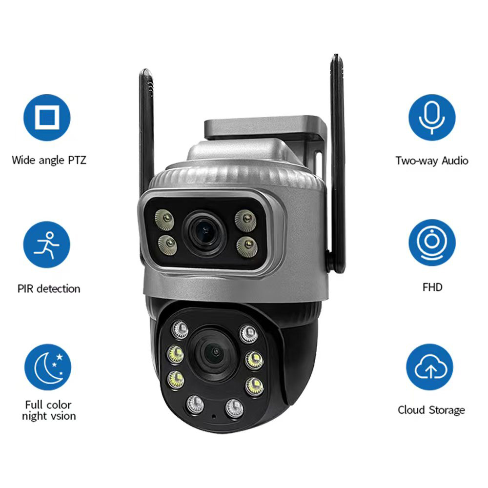 V380 6-мегапиксельная WiFi-камера для наружного наблюдения с двумя объективами, поворотным кронштейном и солнечной батареей Беспроводная CCTV IP-камера безопасности с двумя объективами