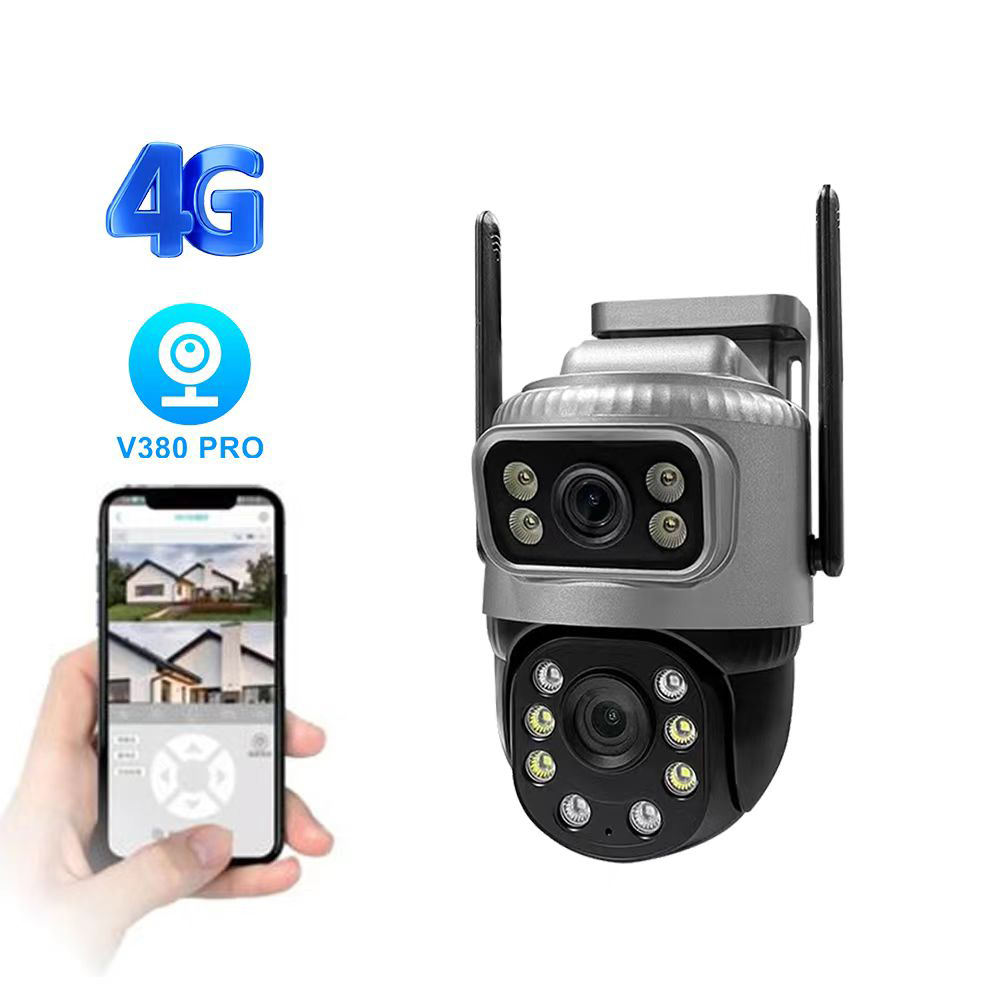 V380 6-мегапиксельная WiFi-камера для наружного наблюдения с двумя объективами, поворотным кронштейном и солнечной батареей Беспроводная CCTV IP-камера безопасности с двумя объективами