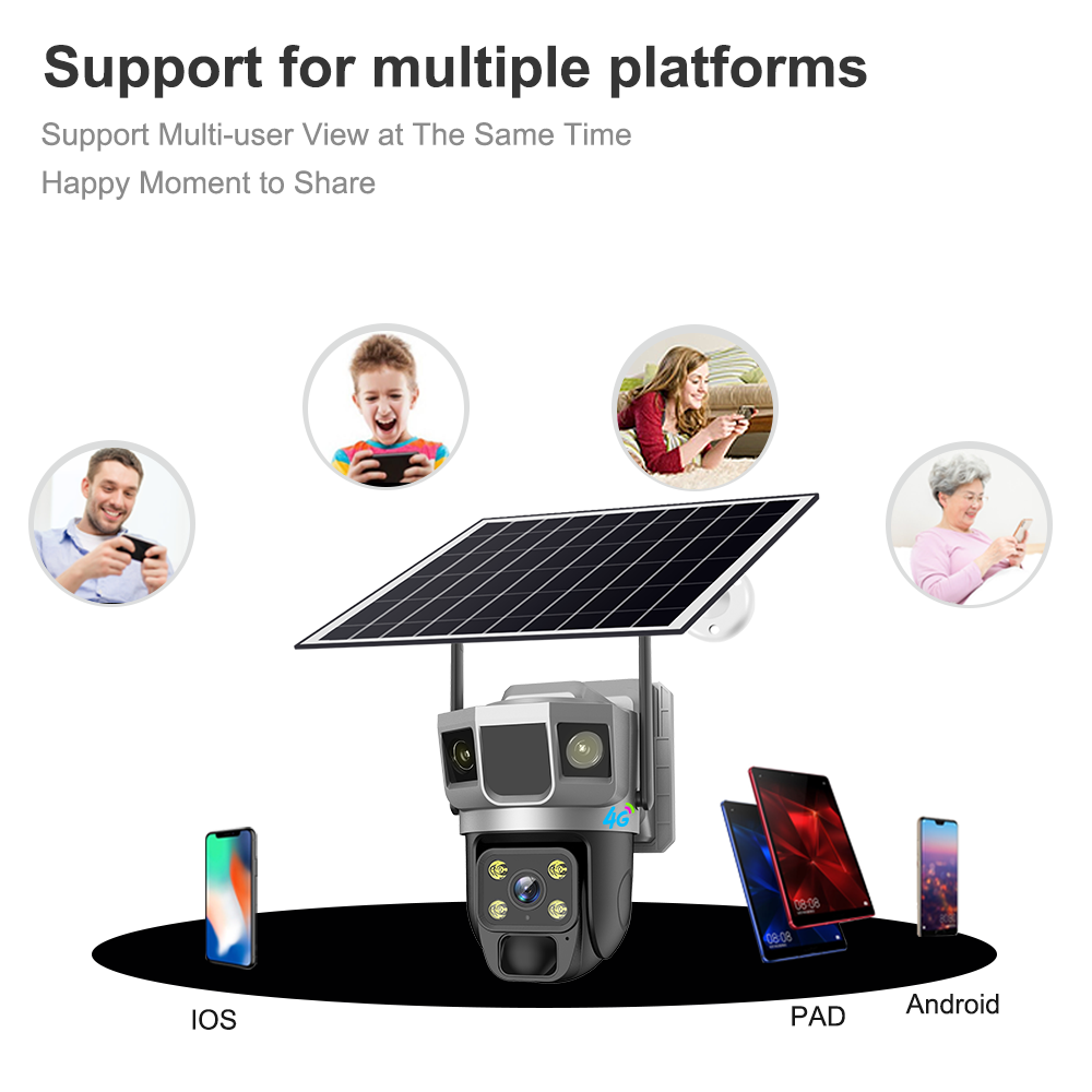 V380 AOV Солнечная 4G-камера для наружного наблюдения, круглосуточная работа от аккумулятора, 3 Мп 4G-камера для наружного наблюдения с солнечной батареей и поворотным кронштейном