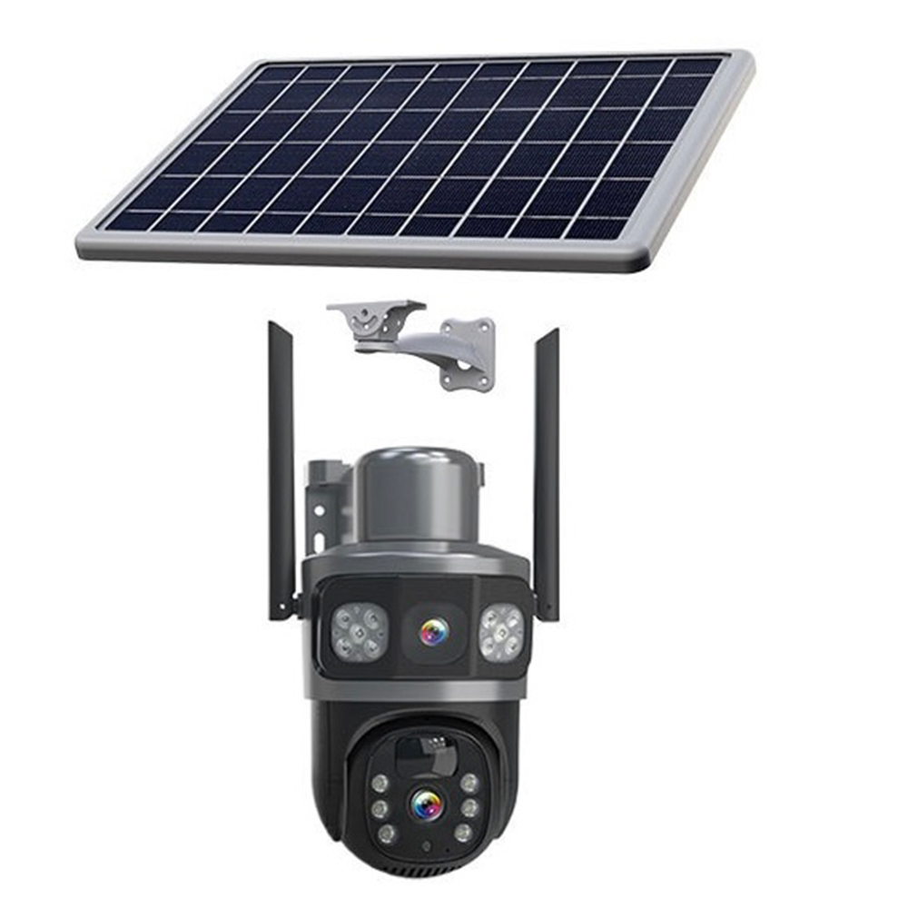 Двойная камера с высоким разрешением 4K 4G и солнечной панелью, автоматическое отслеживание, водонепроницаемость IP66 для использования на открытом воздухе, камера Eseecloud с солнечной панелью и 4G-модулем.