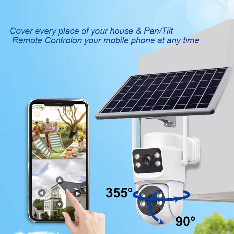 беспроводная IP-система безопасности 4G, питание от SIM-карты，6-мегапиксельная наружная PTZ-камера видеонаблюдения с солнечной батареей, (9)